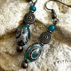 Natural Agate Semi Precious Earrings.